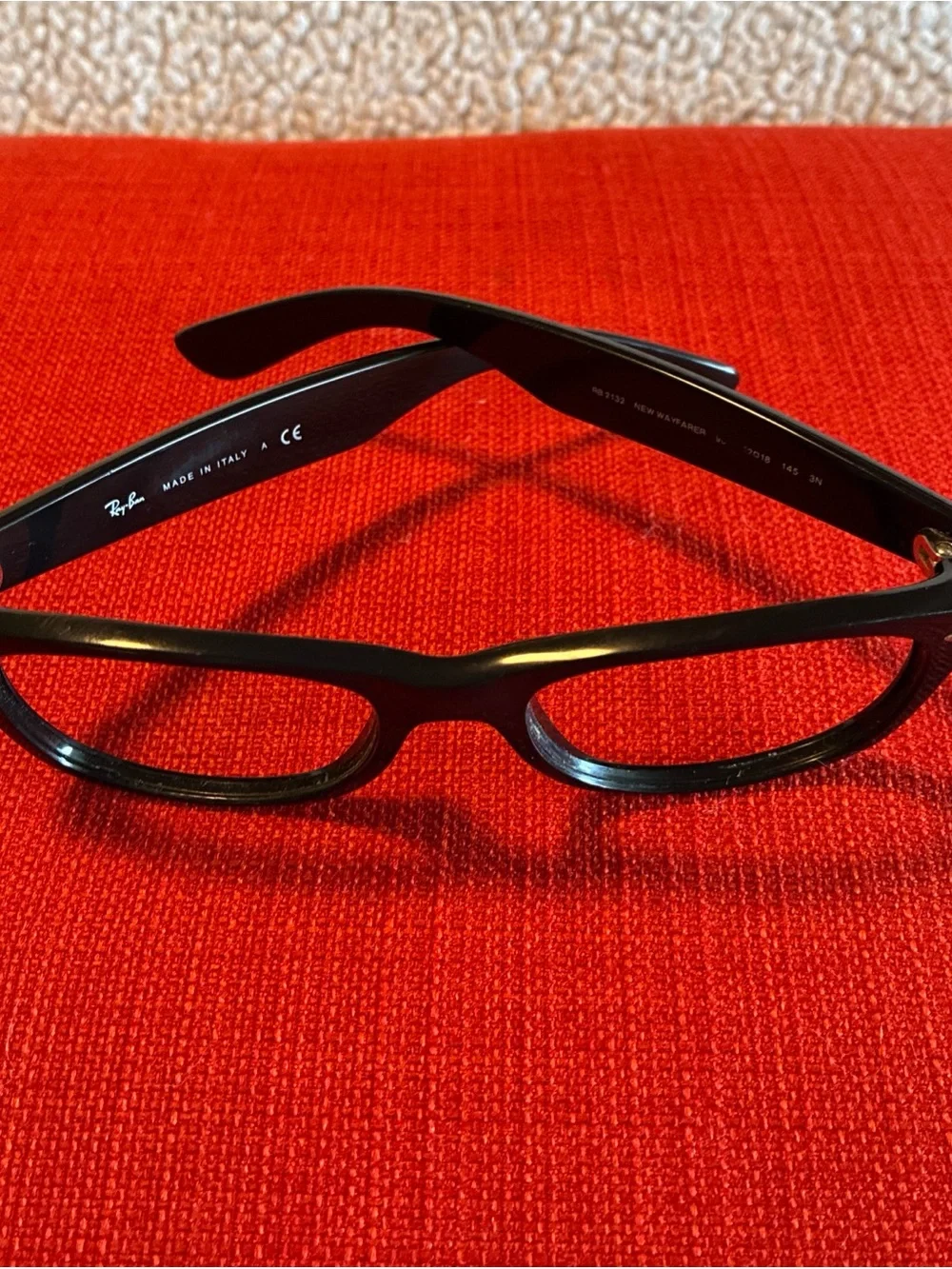Ray Ban New Wayfarer RB2132 901 52-18 Glossy Black Sunglasses Frame Only